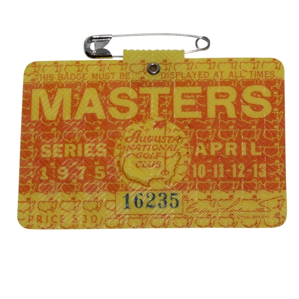 1975 Masters Tournament Badge #16235 - Jack Nicklaus Winner
