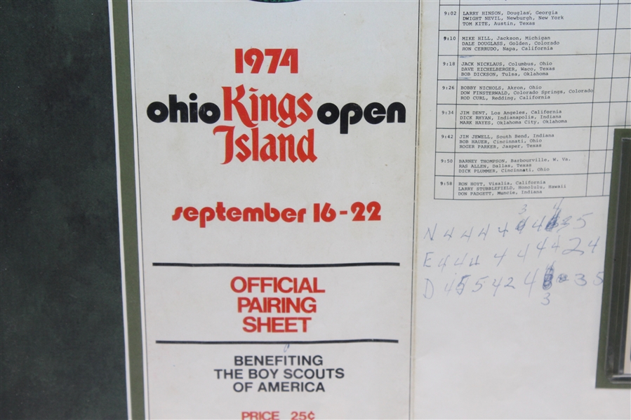 Jack Nicklaus Signed 1974 Ohio Kings Island Open Pairing Sheet w/Card - Framed JSA ALOA