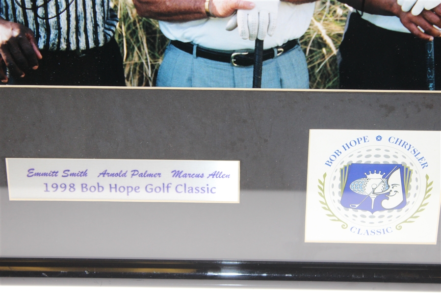 Arnold Palmer, Emmitt Smith, & Marcus Allen Signed 1998 Bob Hope Classic Photo - Framed JSA ALOA