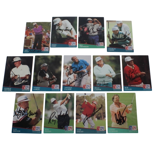 Thirteen Golf Cards Signed by Masters Champs - Palmer, Snead, and Others JSA ALOA