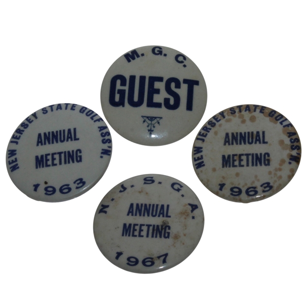 New Jersey State Golf Association Annual Meeting Pins - Guest, 1963 (x2), and 1967