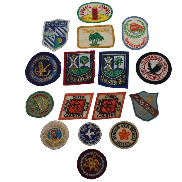 Sixteen Golf Course Patches Including St. Andrews, Gleneagles, and Others
