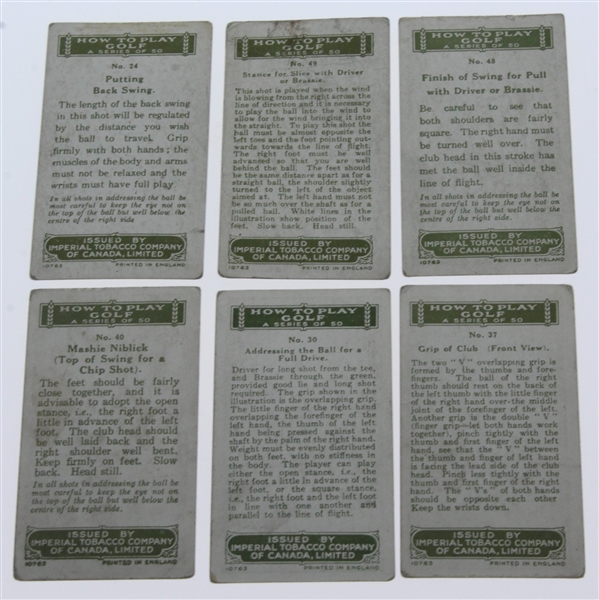 Six 1925 Imperial Tobacco Golf Cards - George Duncan(x2), Abe Mitchell, & Arthur Havers(x3)