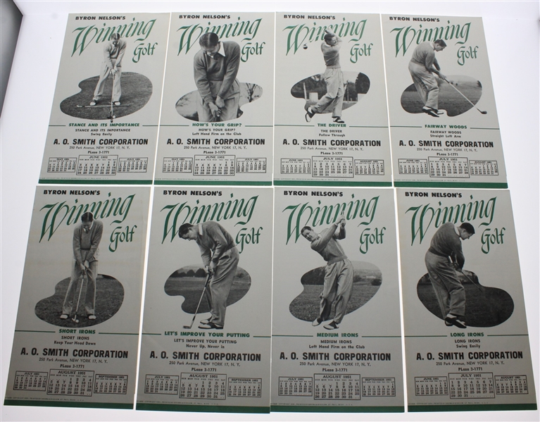 1951 'Winning Golf' by Byron Nelson Folder with 8 Instructional Pamphlets