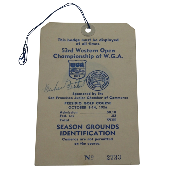 Mike Fetchick Signed 1956 Western Open Championship at Presidio GC Ticket #2733 JSA ALOA 