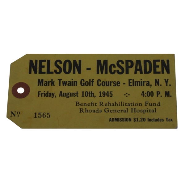 Byron Nelson & Jug McSpaden Signed 1945 Exhibition Ticket #1565 JSA ALOA