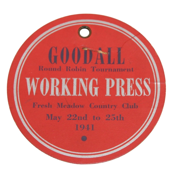1941 Goodall Palm Beach Round Robin Tournament Working Press Ticket #60