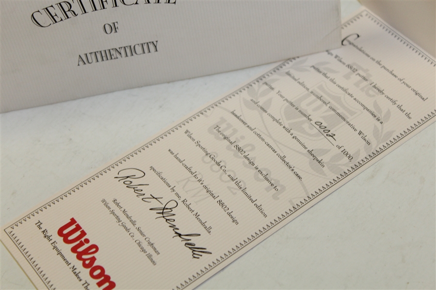 Wilson 8802 RM Robert Mendralla Long time Wilson Club Designer Ltd Ed Putter in Original Carrying Case - Certificate #0002/1000