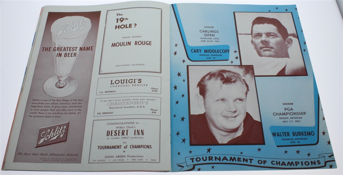 1954 Tournament of Champions Program - Art Wall, Jr Win