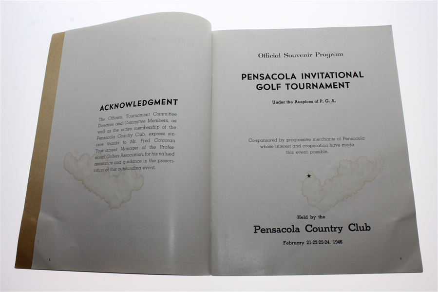 1946 Pensacola Invitational Tournament at Pensacola CC Souvenir Program