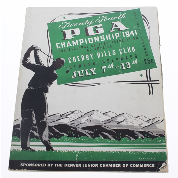 1941 PGA Championship Program Signed by Horton Smith Plus Vic Ghezzi Signed Photo JSA ALOA