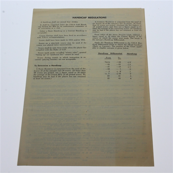 1955 US Amateur Program, Ticket, Scorecard, Entry Form, & Harvie Ward Signed 3x5 JSA ALOA