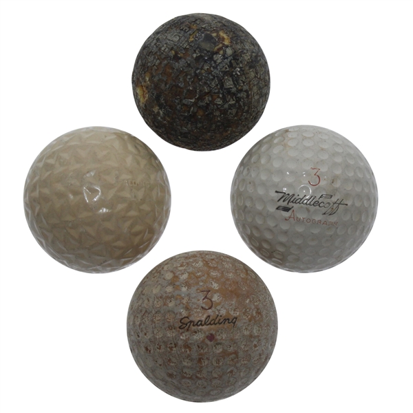 Four Classic Golf Balls - Middlecoff, Top-Flite, Spalding Red Dot, & Unmarked