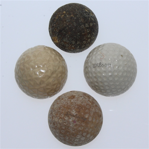 Four Classic Golf Balls - Middlecoff, Top-Flite, Spalding Red Dot, & Unmarked
