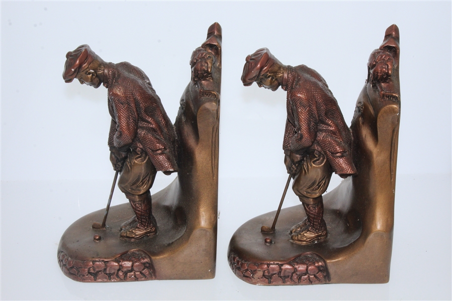 Pair of Austin Sculpture Golfer Bookends - Roth Collection