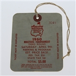 1960 Masters Tournament Saturday Ticket #3649 - Arnold Palmers 2nd Masters Win
