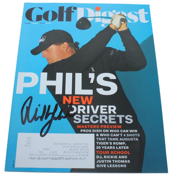 Phil Mickelson Signed April 2017 Golf Digest Magazine JSA ALOA