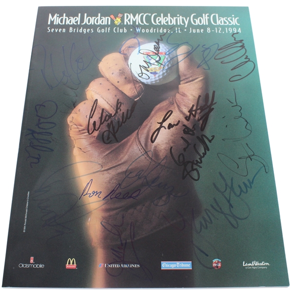 Multi Signed 1994 Michael Jordan Celebrity Golf Classic Program and Schedule - Holtz, McMahon, Phelps, and More JSA ALOA