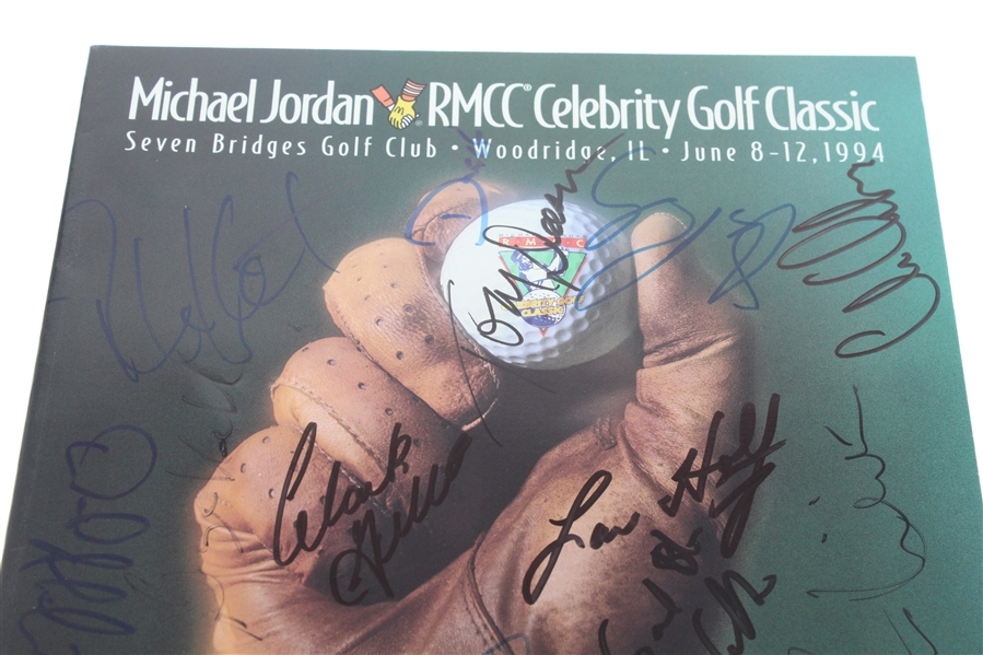 Multi Signed 1994 Michael Jordan Celebrity Golf Classic Program and Schedule - Holtz, McMahon, Phelps, and More JSA ALOA