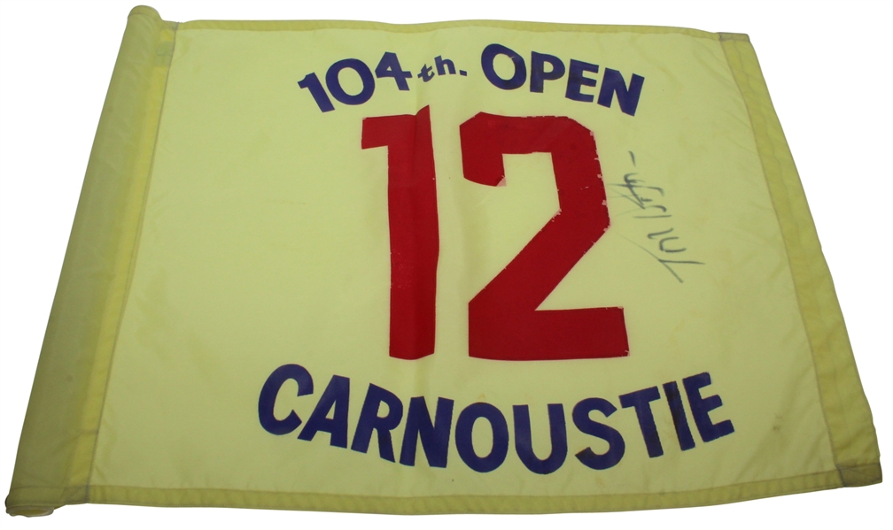 Tom Watson Signed 1975 Open Championship at Carnoustie 12th Hole Flag JSA ALOA