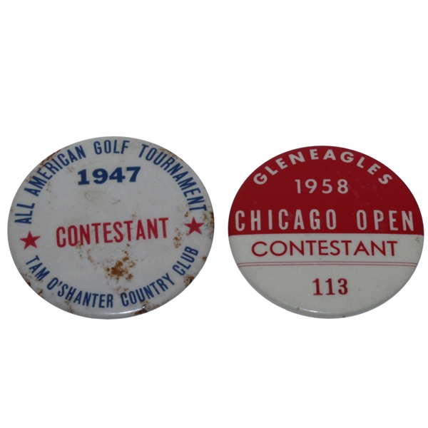 1947 All American and 1958 Chicago Open Contestant Pins