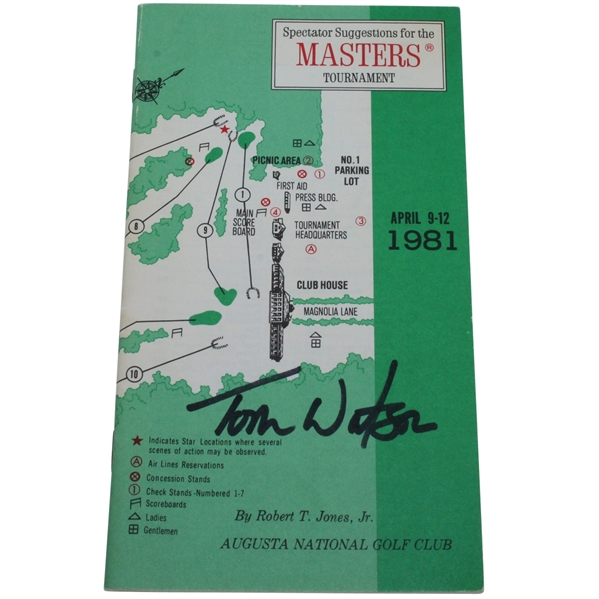 Tom Watson Signed 1981 Masters Spectator Guide - Watson's Second Masters Win JSA ALOA