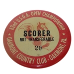 1962 US Open at Oakmont Scorers Badge - Jack Beats Arnie