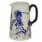 Circa 1900 Royal Doulton Morrisian Ware Small Pitcher in Ivory with 17th Century Golf Figures
