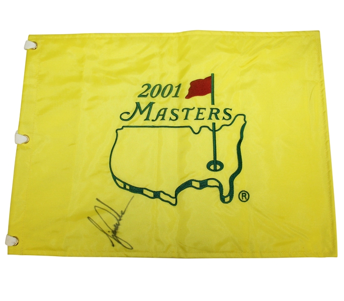 Tiger Woods Signed 2001 Masters Embroidered Flag - Tiger Slam (4/4) JSA ALOA