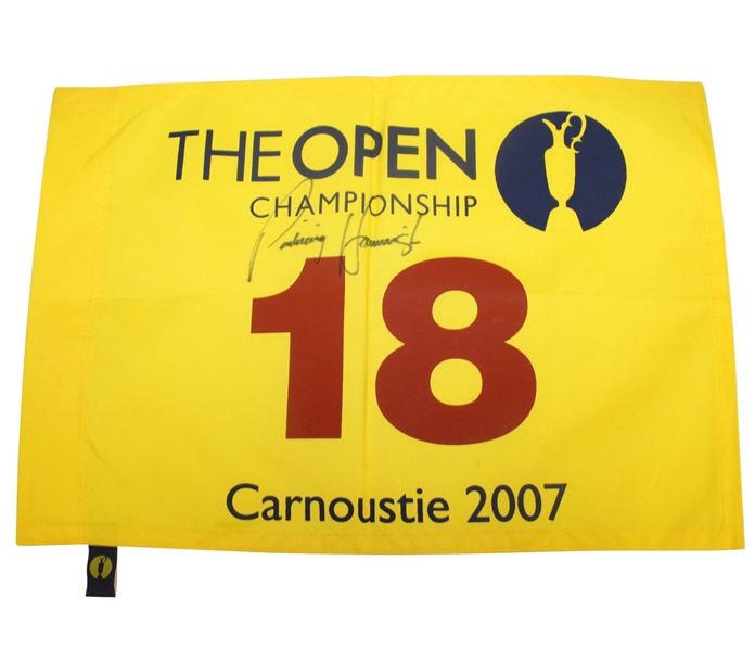Padraig Harrington Signed 2007 Open Championship at Carnoustie Flag JSA ALOA