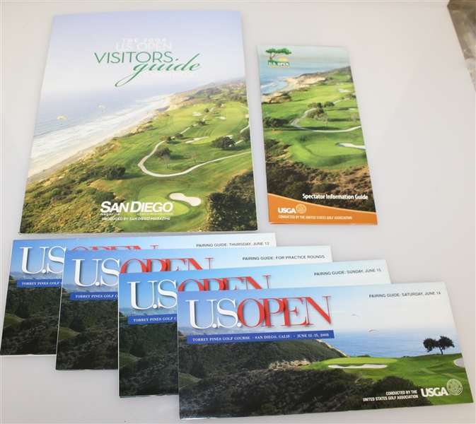 Assorted 2008 US Open at Torrey Pines Items - Annual, Spectator Guide, Pairing Sheets and More