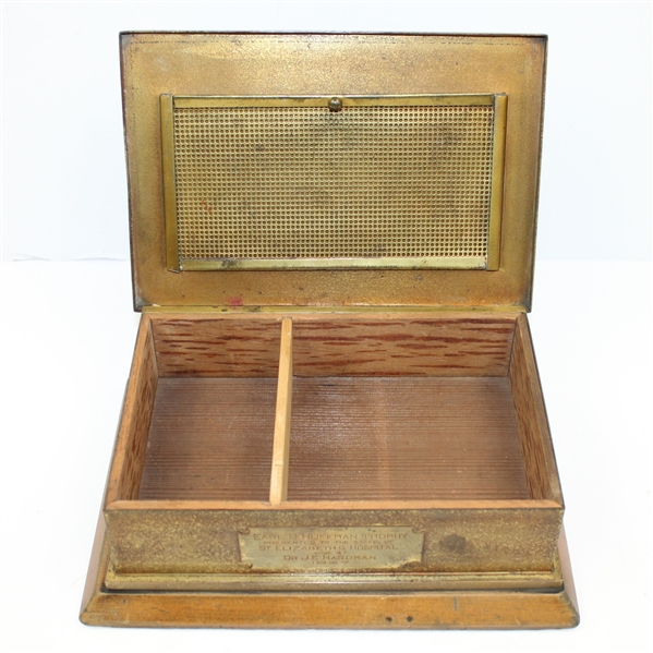 1927 Earl B. Huffamn Trophy Won by Dr. J.E. Hardman Smith Metal Bronze Cigar Box - R. Wayne Perkins Collection