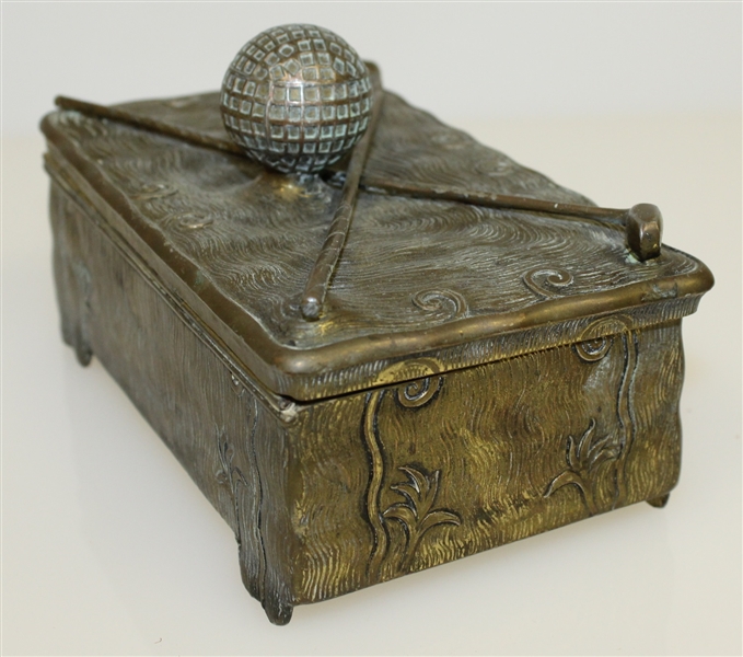 Jennings Brothers Box with Golf Ball and Crossed Clubs on Lid