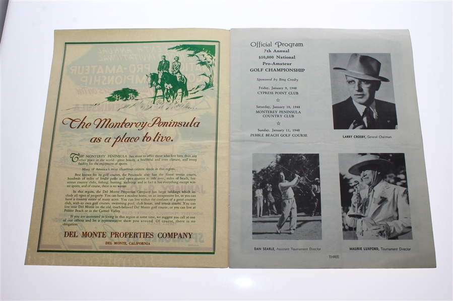1948 'Bing Crosby' National Pro-Am Golf Championship Program - Lloyd Mangrum Winner