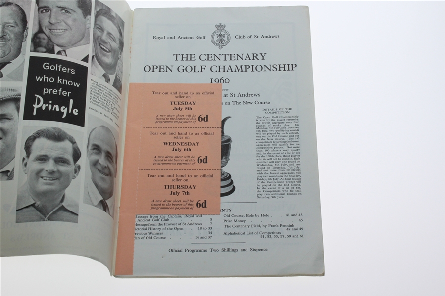 1960 Open Championship at St Andrews Program - Kel Nagle Winner