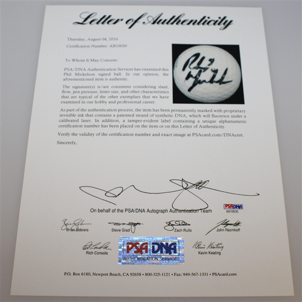Phil Mickelson Signed The Memorial Logo Soft Squeeze Golf Ball PSA/DNA #AB10030