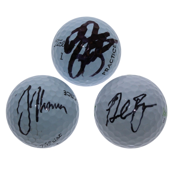 Justin Thomas, Daniel Berger, and Rickie Fowler Signed Golf Balls JSA ALOA