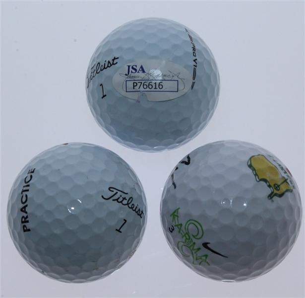 Justin Thomas, Daniel Berger, and Rickie Fowler Signed Golf Balls JSA ALOA