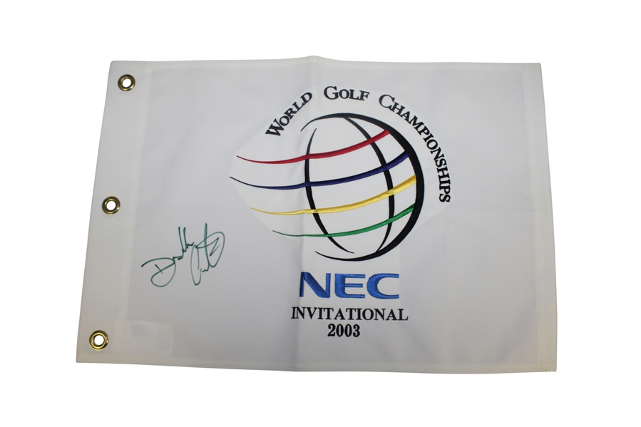 Darren Clarke Signed 2003 NEC Invitational Embroidered Flag JSA ALOA