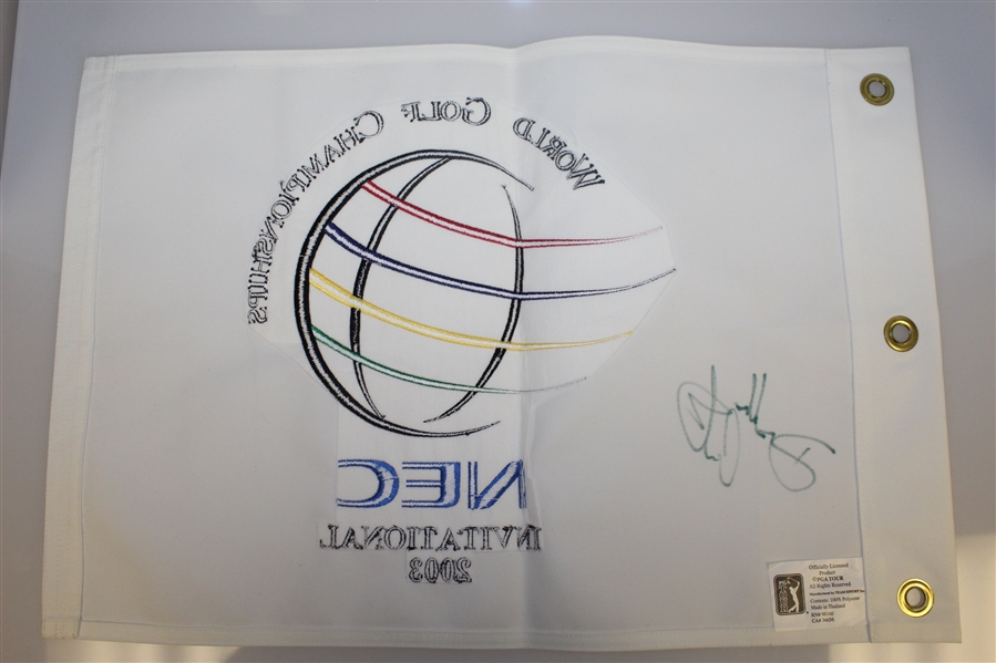 Darren Clarke Signed 2003 NEC Invitational Embroidered Flag JSA ALOA