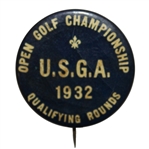 1932 US Open Championship Qualifying Round Celluloid Badge