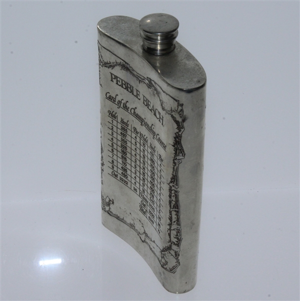 Pebble Beach Pewter Flask with Course Layout