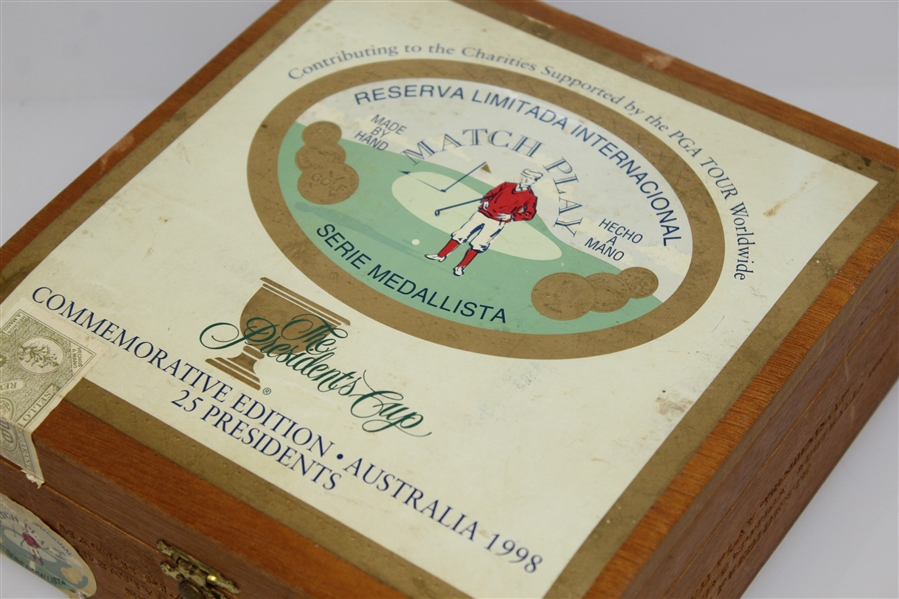 The President's Cup Match Play Commemorative Edition Wood Cigar Box - Australia - 1998
