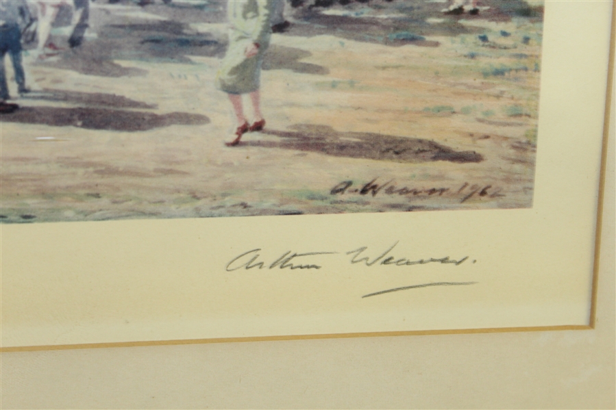 1962 Cypress Point 16th Green Arthur Weaver Print Signed by Weaver - Framed JSA ALOA