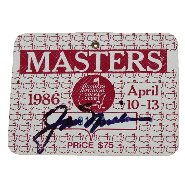 Jack Nicklaus Signed 1986 Masters Series Badge #A9156 JSA ALOA