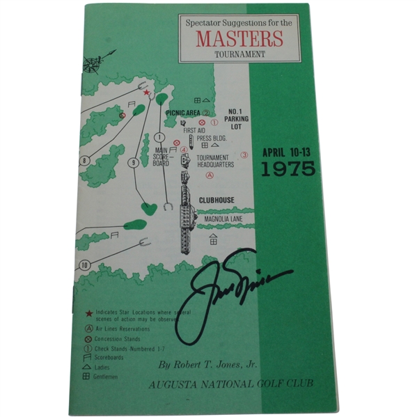 Jack Nicklaus Signed 1975 Masters Spectator Guide - Jack's Fifth Masters Win JSA ALOA