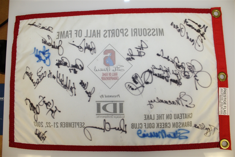 Multi-Signed Missouri Sports Hall of Fame Flag with Stan Musial JSA ALOA
