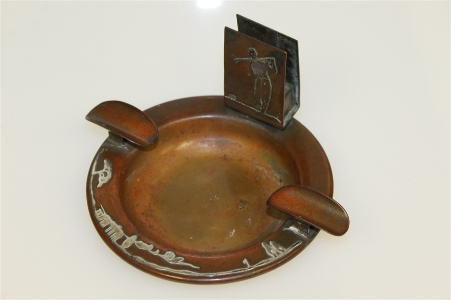 Heintz Sterling Silver on Bronze Cigar Ashtray with Match Holder - Great Condition