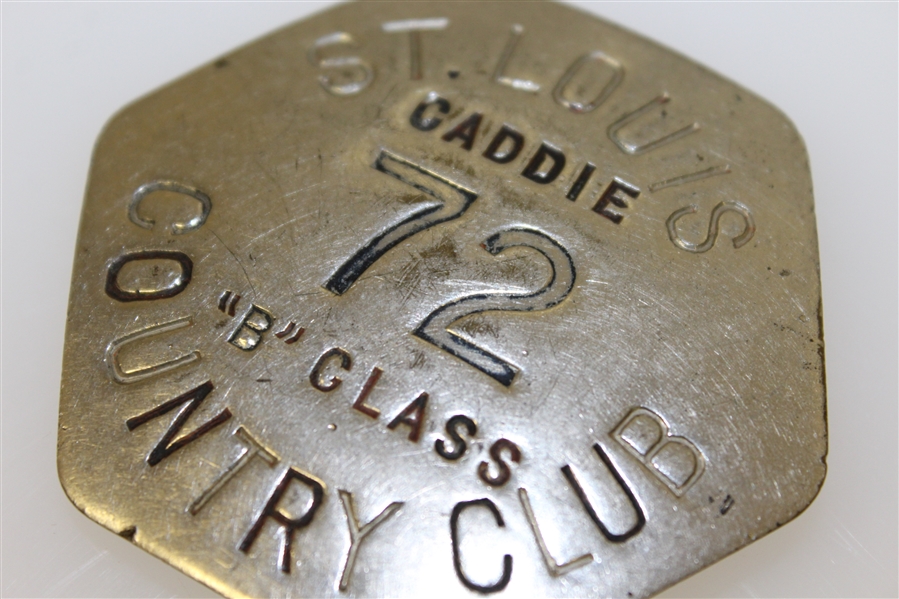 St. Louis Country Club Metal Caddy Badge #72 - B Class