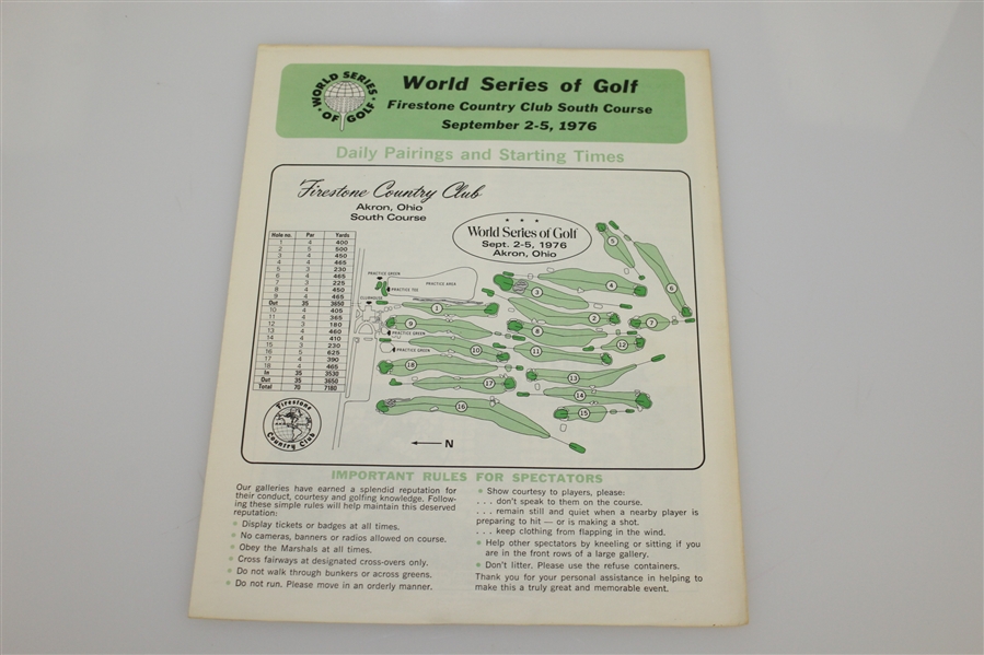 1976 World Series of Golf Program with Media Sheets - Nicklaus Win